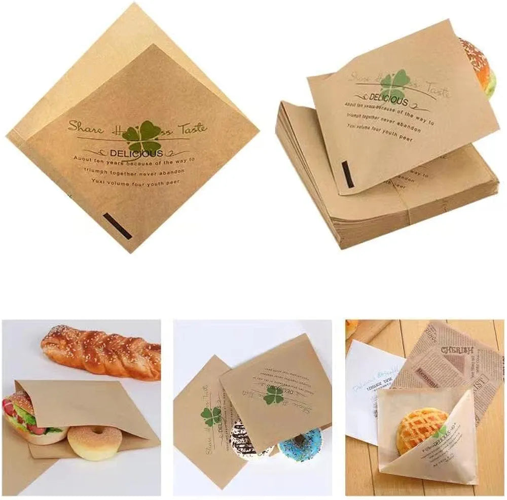 Sac en papier triangle pour burger , 100 pcs