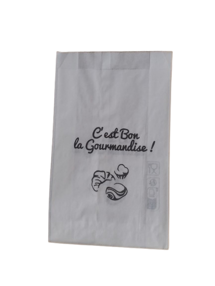 Sac croissant kraft blanc imprimé, format 2 croissants , 200 pcs