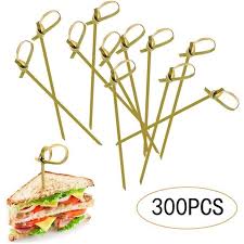 Pic brochette avec nœud en bambou 9 cm , 300 pcs